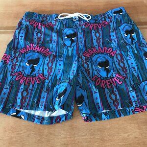 Disney Marvel Board Swim Shorts Men 3XL Blue Black Panther Tie Waist Pocket